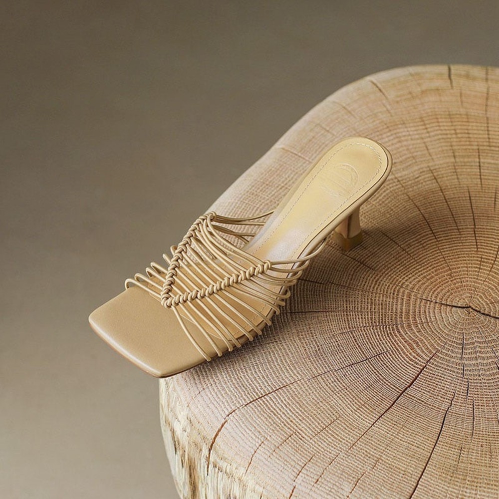 Nude/Tan Open Toe Heeled Sandals